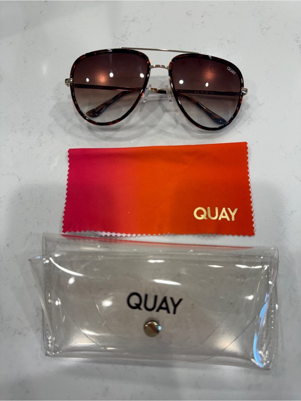 Quay Australia Tortoiseshell Aviator Sunglasses with Brown Gradient Lenses
